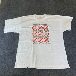 Singapore Rules Fine 1000 Tourist Souvenir T-Shirt Men 48 White Graphic Crewneck